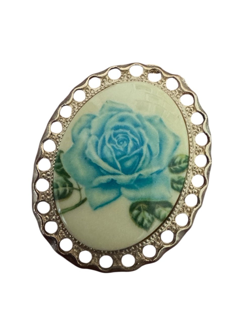 ✨Vintage Floral Gold Framed Filigree Border Cameo Brooch Pin | Cottagecore